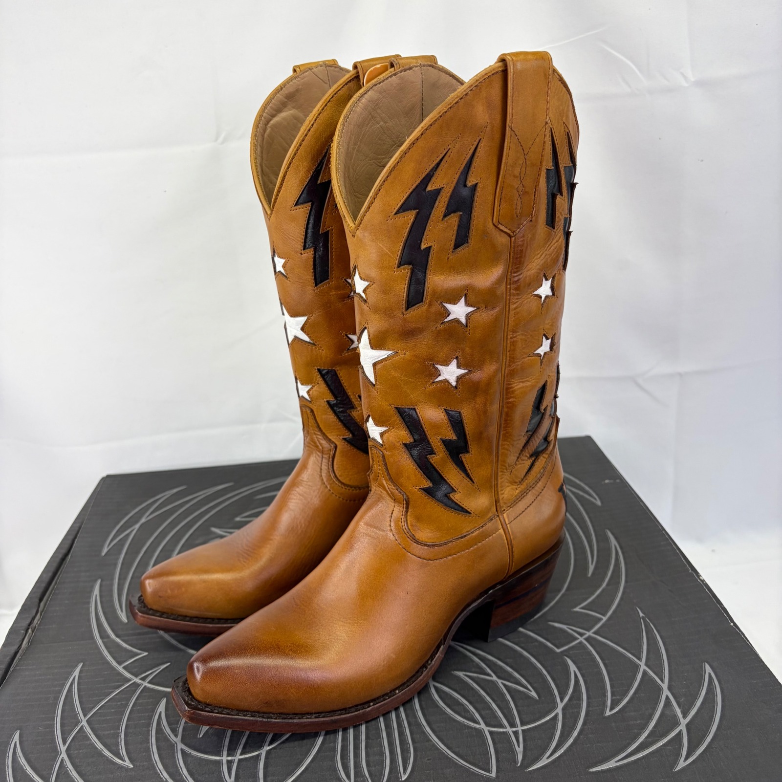 New Alvies Cowgirl Boots The Bfg Ii 7 B Brown Western Lightning Star Festival